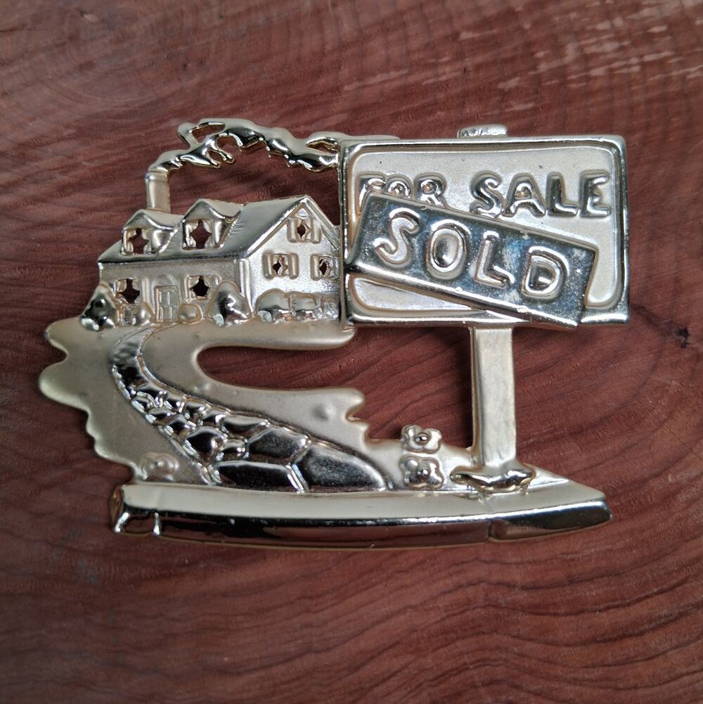 AJC Realtor Pin Brooch For Sale Sold House Home Gold Tone Vintage